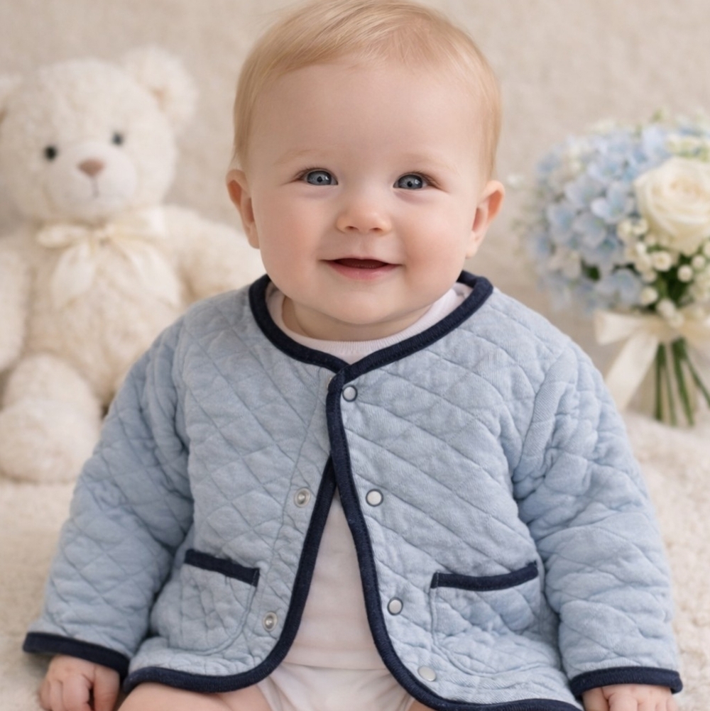 La Coqueta Quilted Baby Jacket 6M | Classic European Style 💙